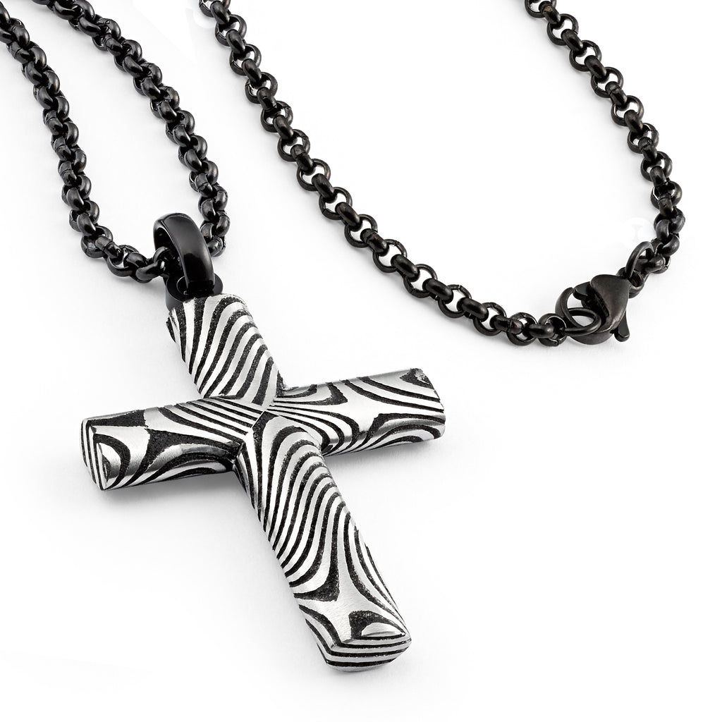SHARDON Men's Damascus Steel Latin Cross Pendant Necklace | Amazon.com