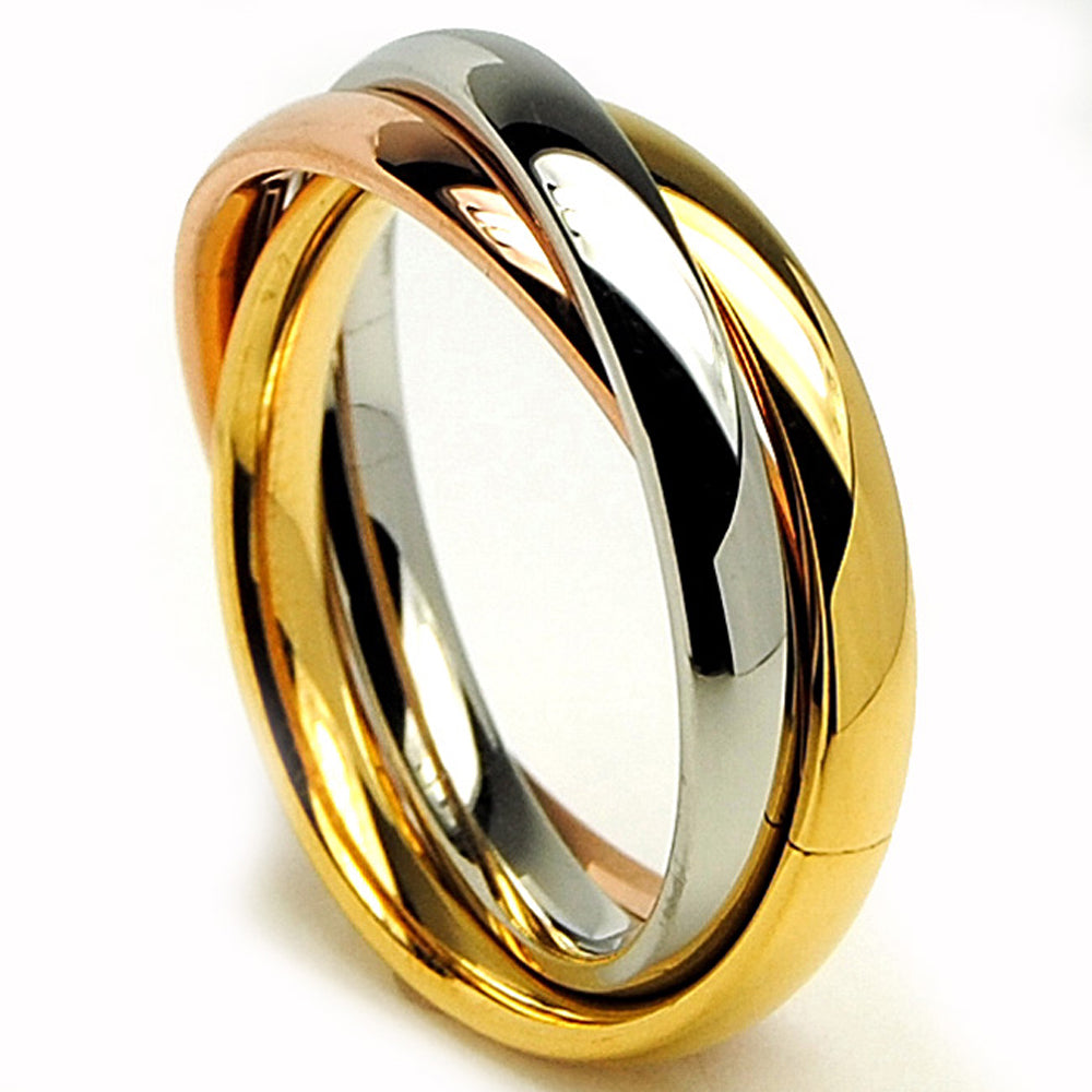 Stainless Steel Tri-color Love Not Trinity Ring