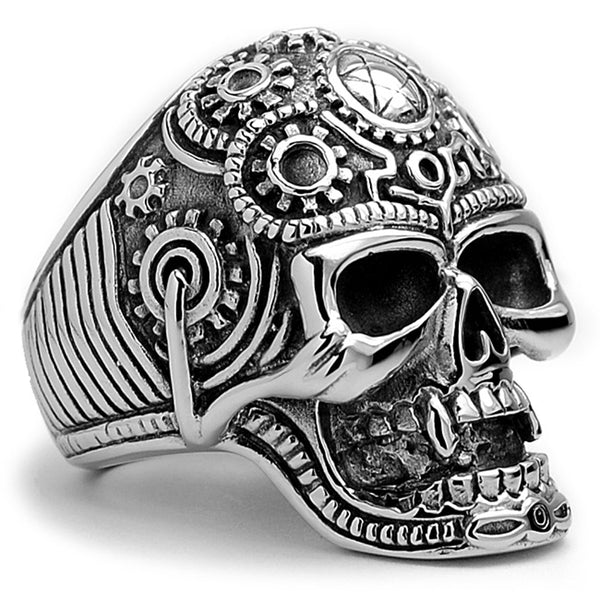 Men's Stainless Steel Casted Halloween Skull Biker Ring