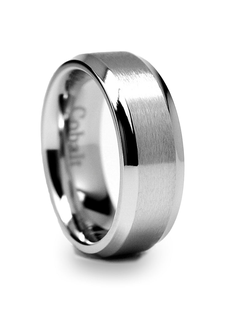 8MM High Polish Matte Finish Men's Cobalt Chrome Ring Wedding Band Sizes 6 to 12