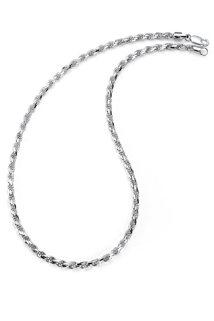 Rope Chain Necklace 5mm Mens Chain Silver Link Chain, Stainless Steel Silver Chains for Men Sterling Silver .925