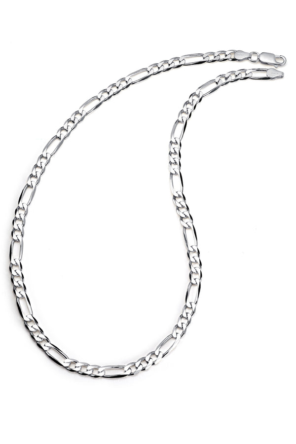 Men's 6MM Sterling Silver 925 Italian Figaro Chain Necklace Unisex
