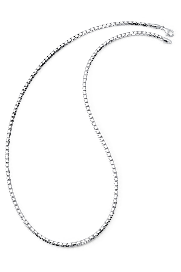 925 Sterling Silver Italian Mirror Box Diamond-Cut Chain Necklace 8-Sided 3MM