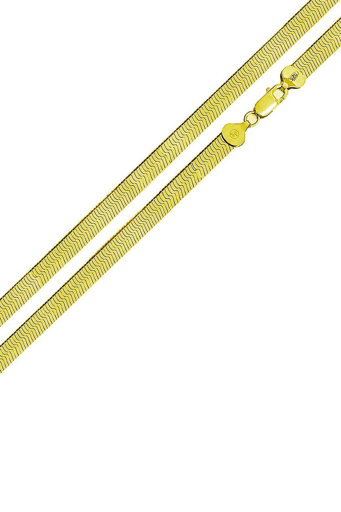 Women's 14K Gold Plated Sterling Silver 925 Italian Herringbone Chain Necklace 3.2MM