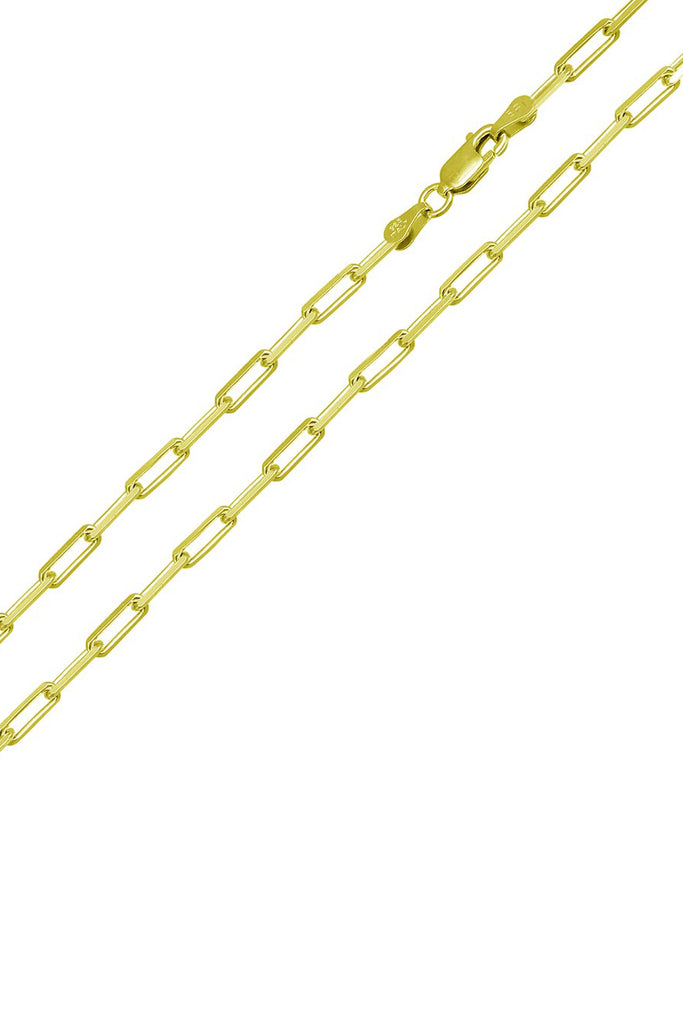 Women's 14K Gold Plated Sterling Silver 925 Paperclip Chain Necklace Diamond-Cut 2.8MM