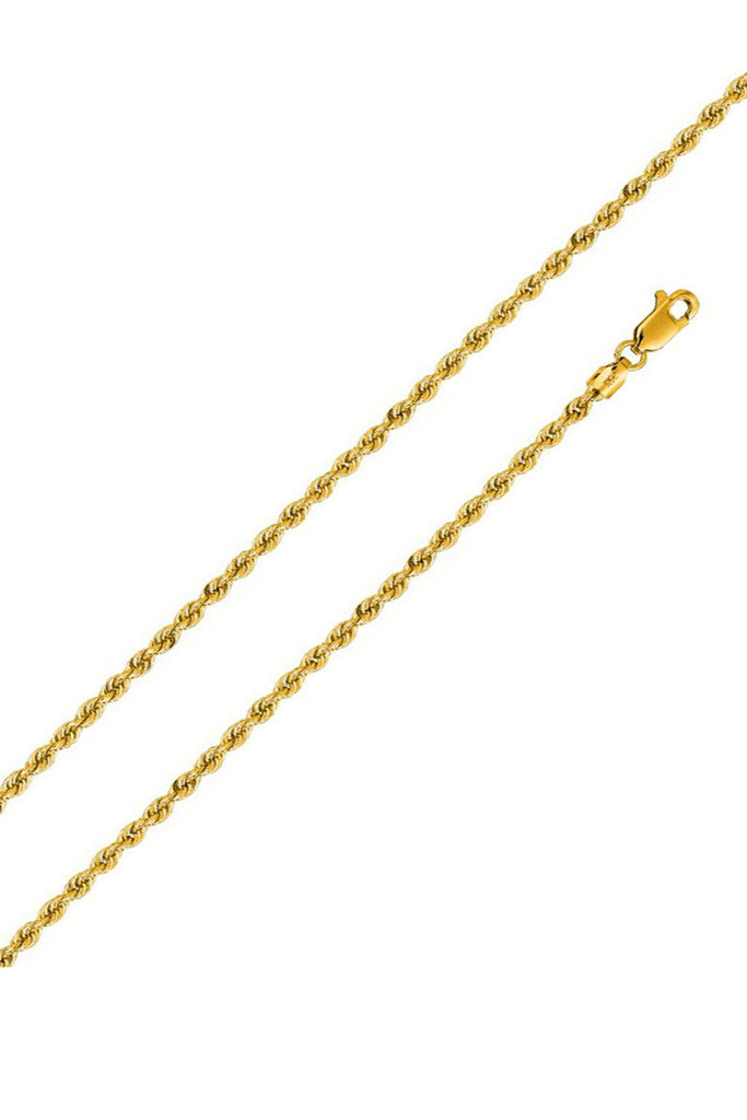 Men's 14K Gold Plated Sterling Silver 925 Diamond-Cut Rope Chain Necklace 1.8MM Unisex