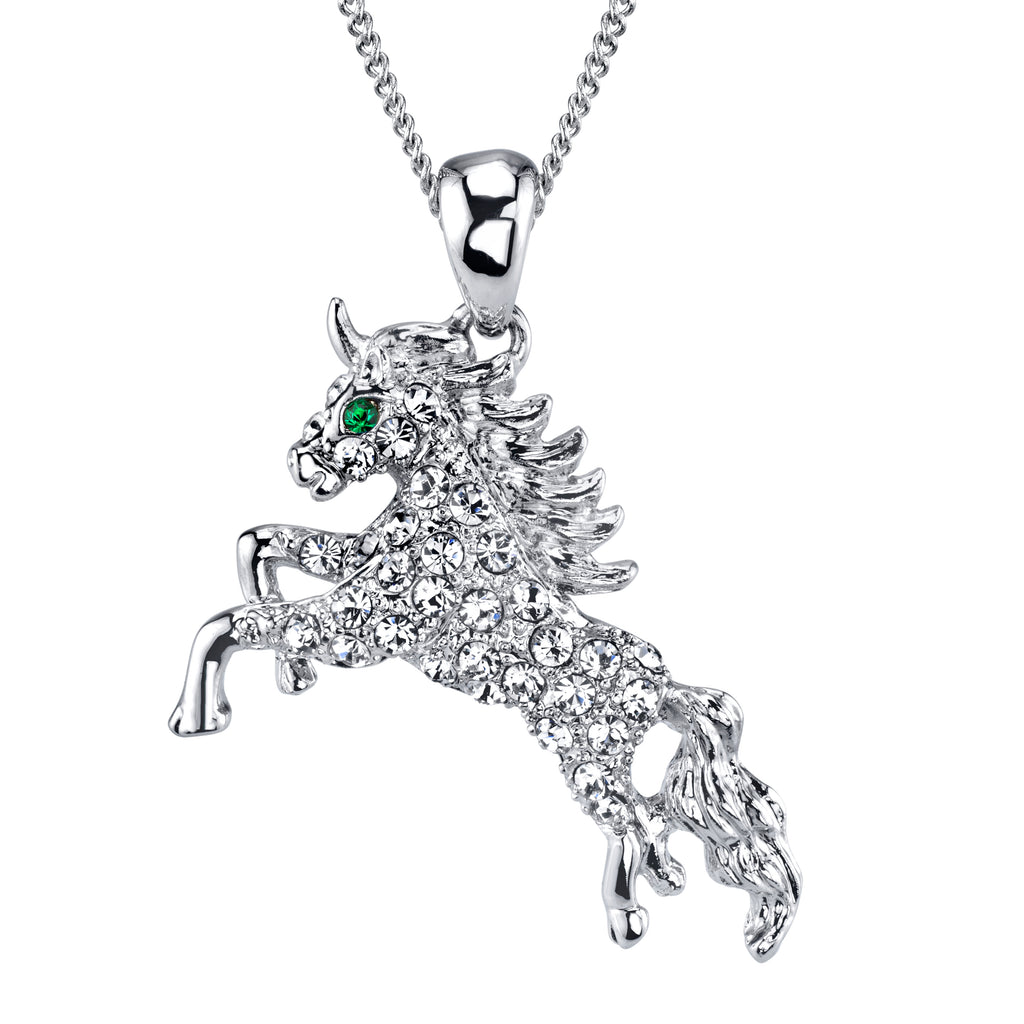 Unicorn Horse Rhinestone Crystal Pendant Women Adjustable Necklace 16"-18"
