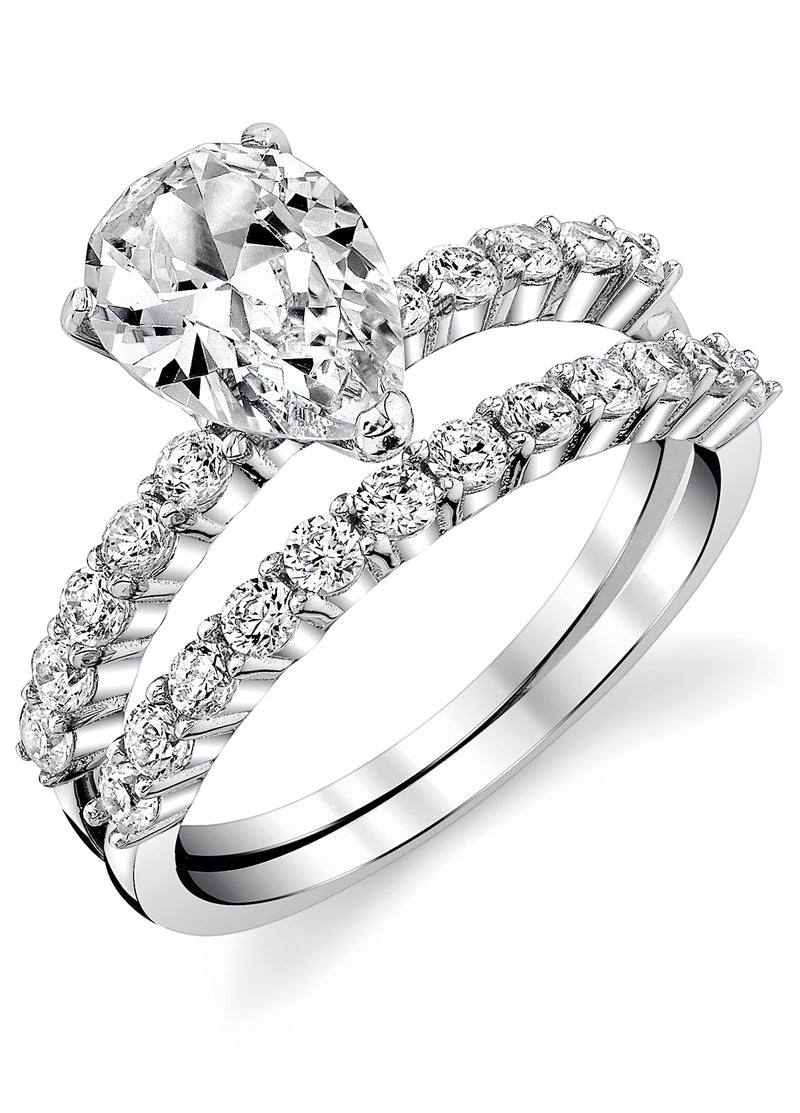 Womens Genuine 2.0 Carat Wedding Band Engagement Ring Set Bridal Silver  Size 5-9