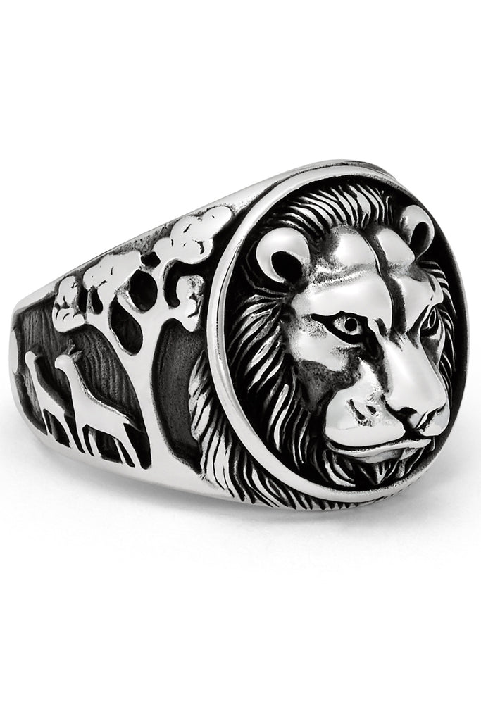 Men's Lion Head Ring Sterling Silver 925 Animal Kingdom 19MM