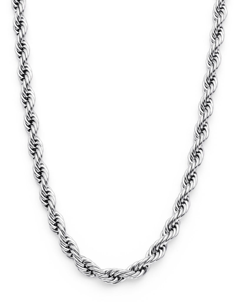 Stainless Steel Men's Rope Chain Necklace 4MM 24"