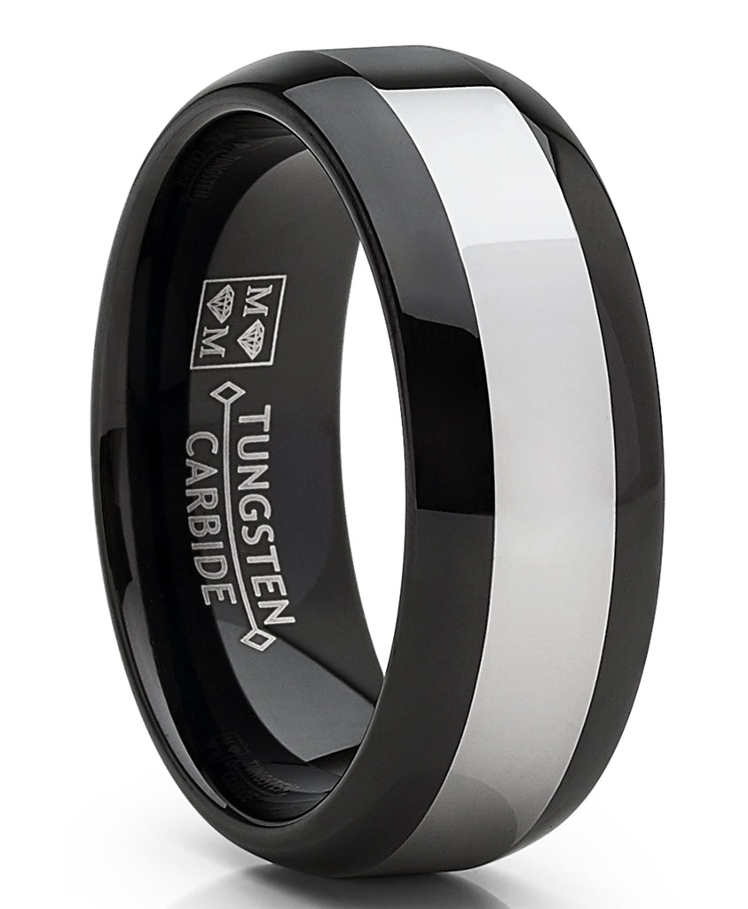 Men's 8MM TwoTone Tungsten Carbide Ring Wedding Band sizes 5-15