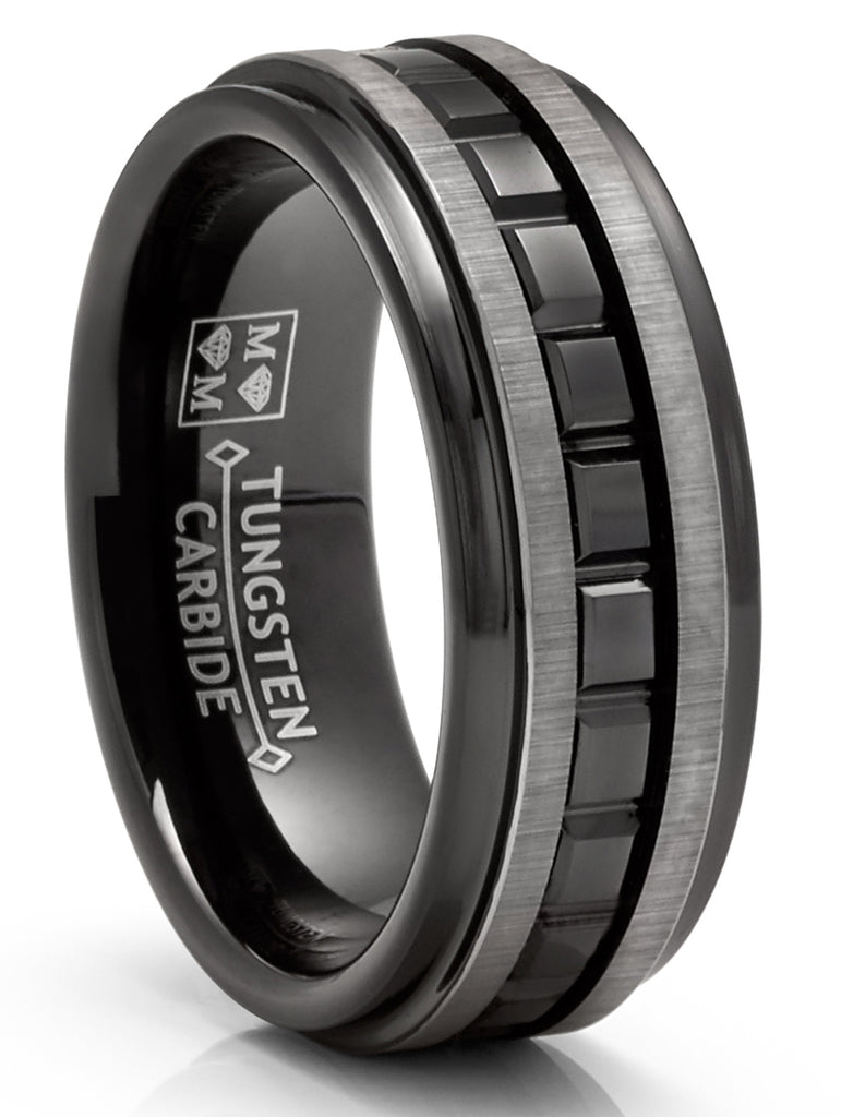 Men's Two-Tone Eternity Tungsten Ring Wedding Band 8MM