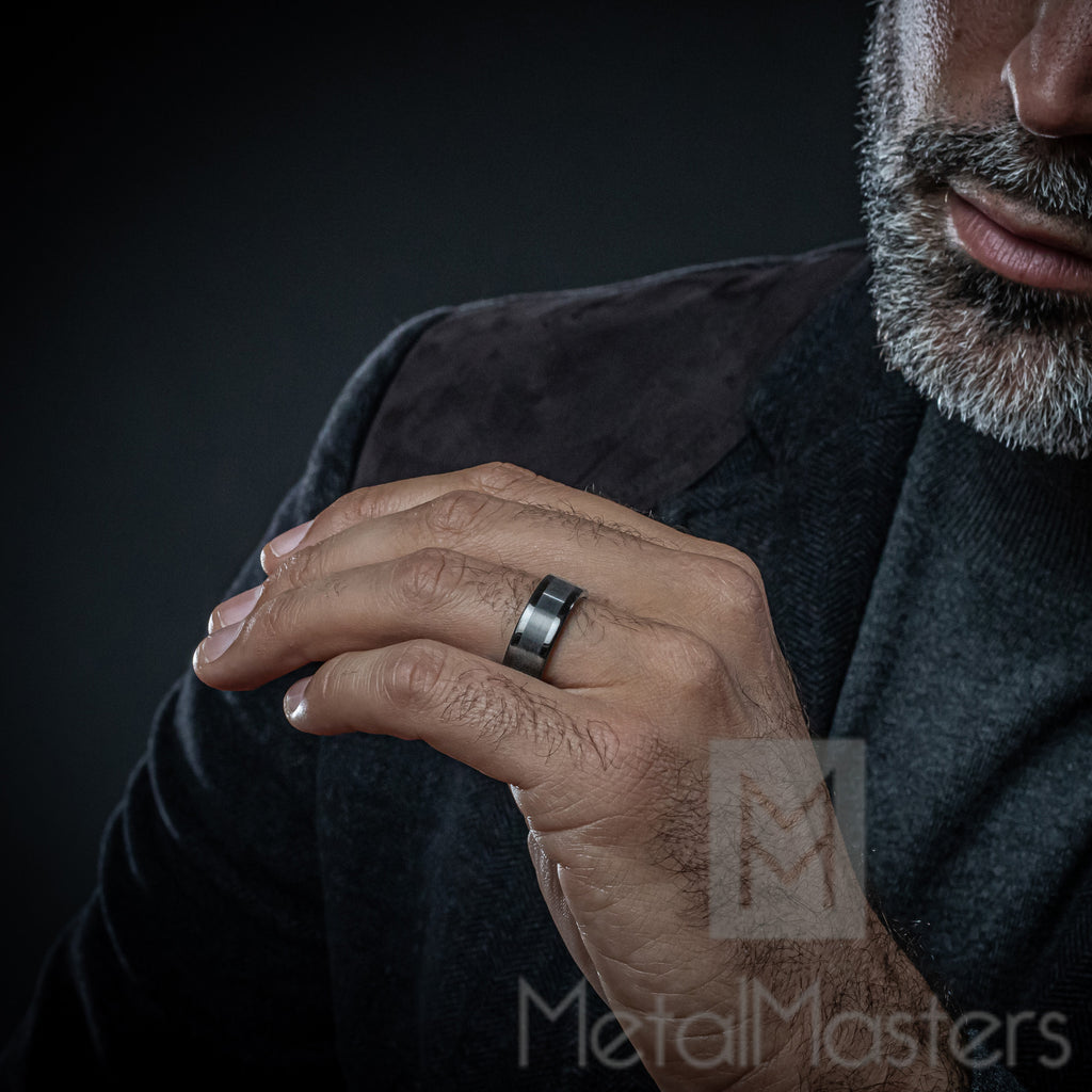 Mens Tungsten Carbide Ring Wedding Band Gunmetal Comfort-fit 8MM – Metal  Masters Co.