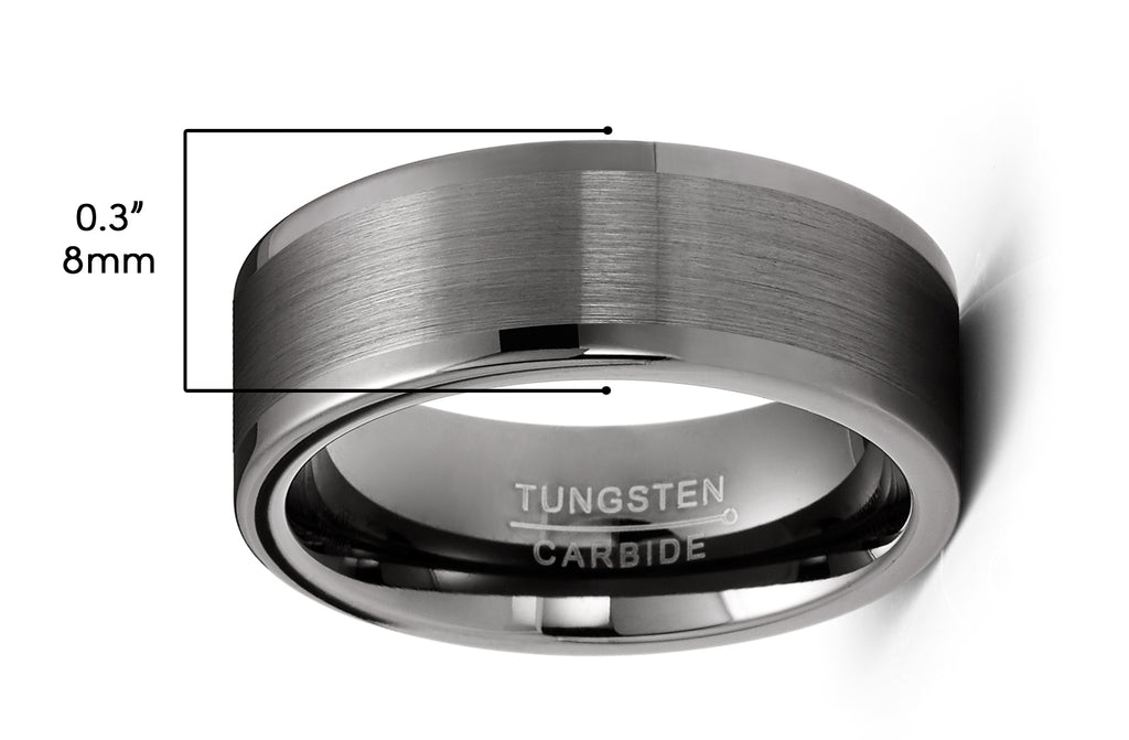 Mens Tungsten Carbide Ring Wedding Band Gunmetal Comfort-fit 8MM – Metal  Masters Co.